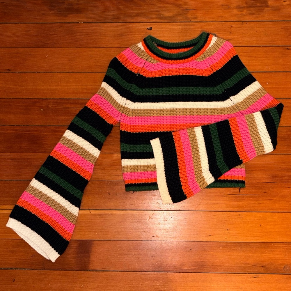 Vibrant Striped Multicolor Cropped Sweater